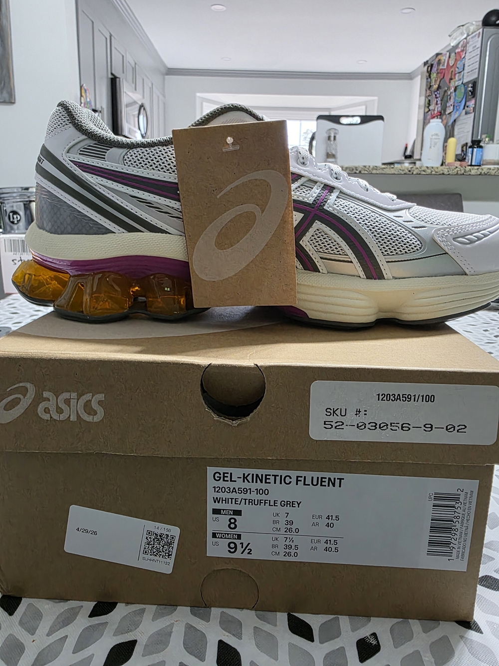 ASICS GEL-Kinetic Fluent Men's Shoes - White, Gray & Purple Accents